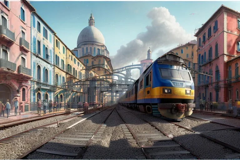 Train+Close up Train head+ corner metro station+Elevated Train pass+trains+corner building on sea+riomaggiore+corniglia+genoa street+Italian medieval town+sea+alphonse mucha, greg rutkowski,matte painting, cryengine, hyper detailed, felix kelly, fantasy art, seb mckinnon