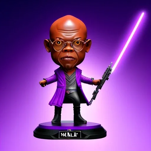 Bald mace windu Samuel Jackson purple bobblehead with boots, stormy