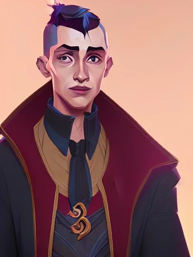 Portrait of a 30 year old strange gay wizard like Merlin