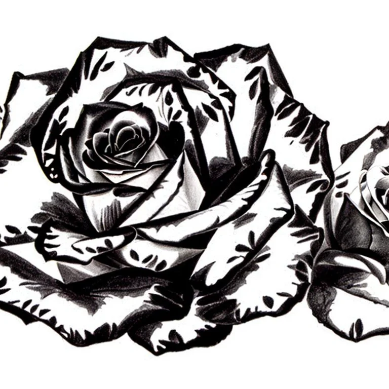 A rose, black & white outline art