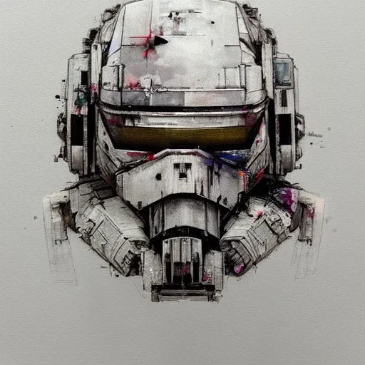 photorealistic at-at pilot helmet with weathered painting , illustration on coarse canvas by <agnes cecile> and <Yoji Shinkawa>, ornate and intricate details , soft smooth lighting, ultra detailed concept art,