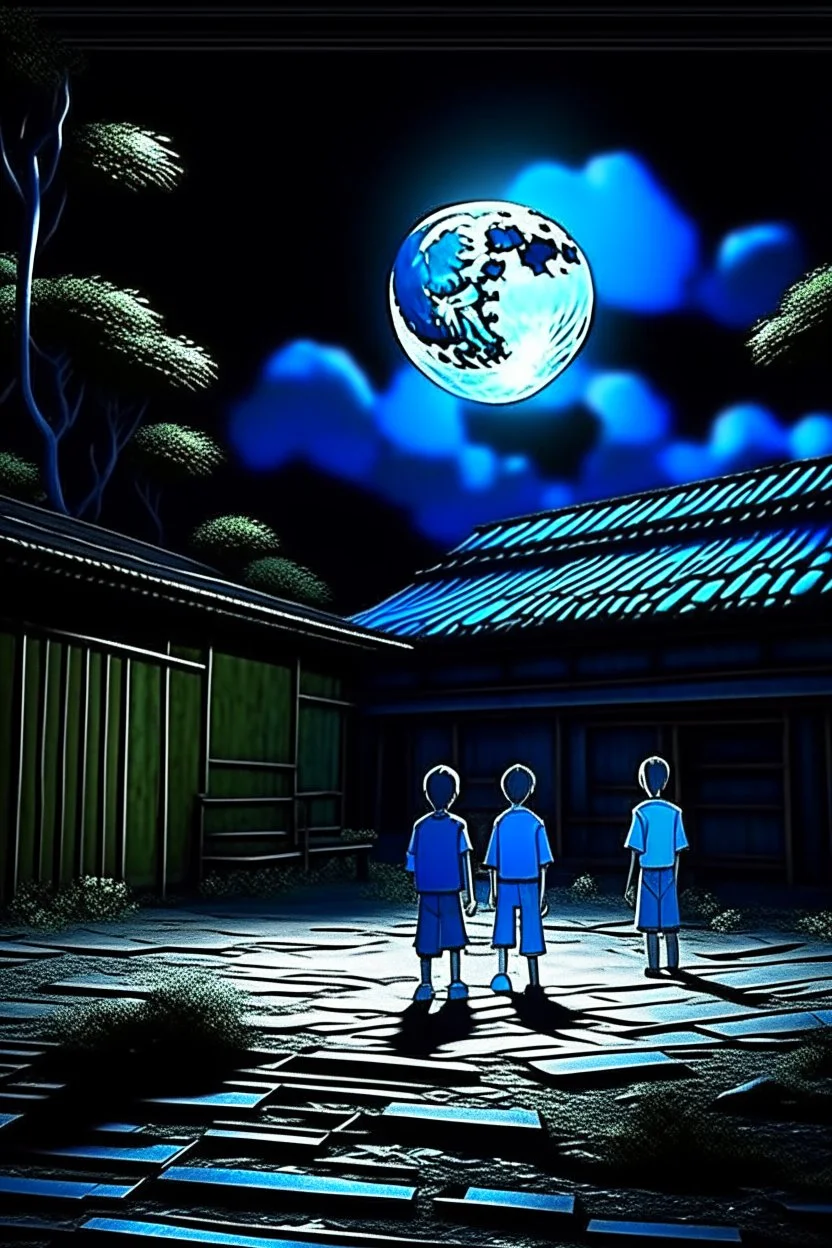 THE MOON HIDDEN SHADOWY FIGURES in old abandoned theme park meeting big brother STYLE OF HIROKU OGAI