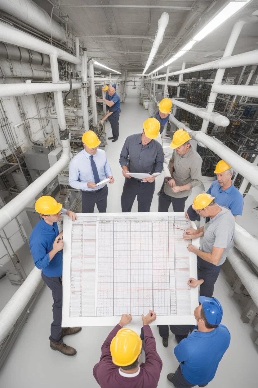 operators looking at a huge maintenance schedule