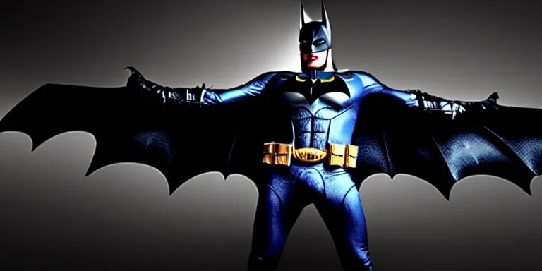 batmansuit, with large wings designed by giger, symmetrical, centered, cinematic lighting, 8k high resolution, cinemascope