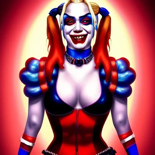 ultra detailed fullbody portrait of beautiful Harley Quinn , extremely detailed digital painting, extremely detailed face,crystal clear eyes, in the style of robert e howard and pablo oliveira and Ken Kelley and Keith Parkinson ,mystical colors,perfectly centered image, perfect composition, rim light, beautiful lighting,8k, stunning scene, raytracing