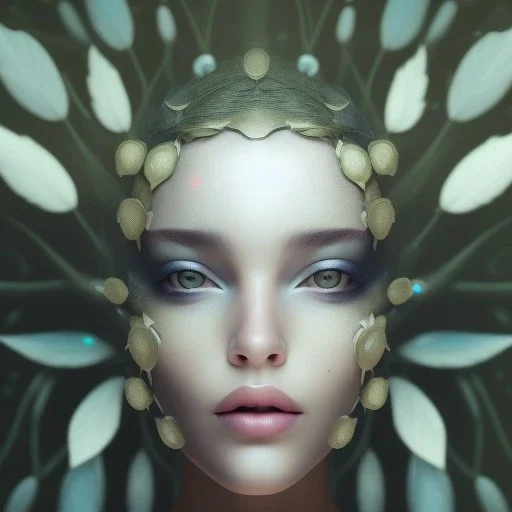 Portrait of beautiful abstract girl, face dept of field,face shinning, plant, metal,lens blur,Unsharp masking,Açıklamalı resimler, feathers,central weight average,Laplacian filt CWA Dryad,Median filter fae, sidhe, ominous, nature, plants, wildflower sparkle,facepaint, dnd character portrait, intricate, oil on canvas, masterpiece, expert, insanely detailed, 4k resolution, retroanime style, cute big circular reflective eyes, cinematic smooth, intricate detail , soft smooth lighting