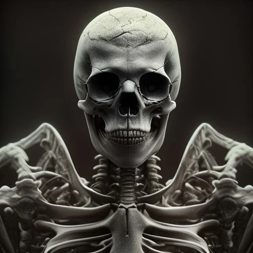 a skeleton warrior in hr giger style, blood floating from above down the skulls head, steam punk, realistic, made in octane, cinematic, ultra-realistic, extremely detailed octane rendering, 8K, VRAY Super Real ar 2:3, dof photorealistic futuristic 50mm lens hard lighting dark gray tintype photograph, realistic lighting, sepia color