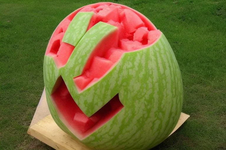 H R Giger watermelon carving