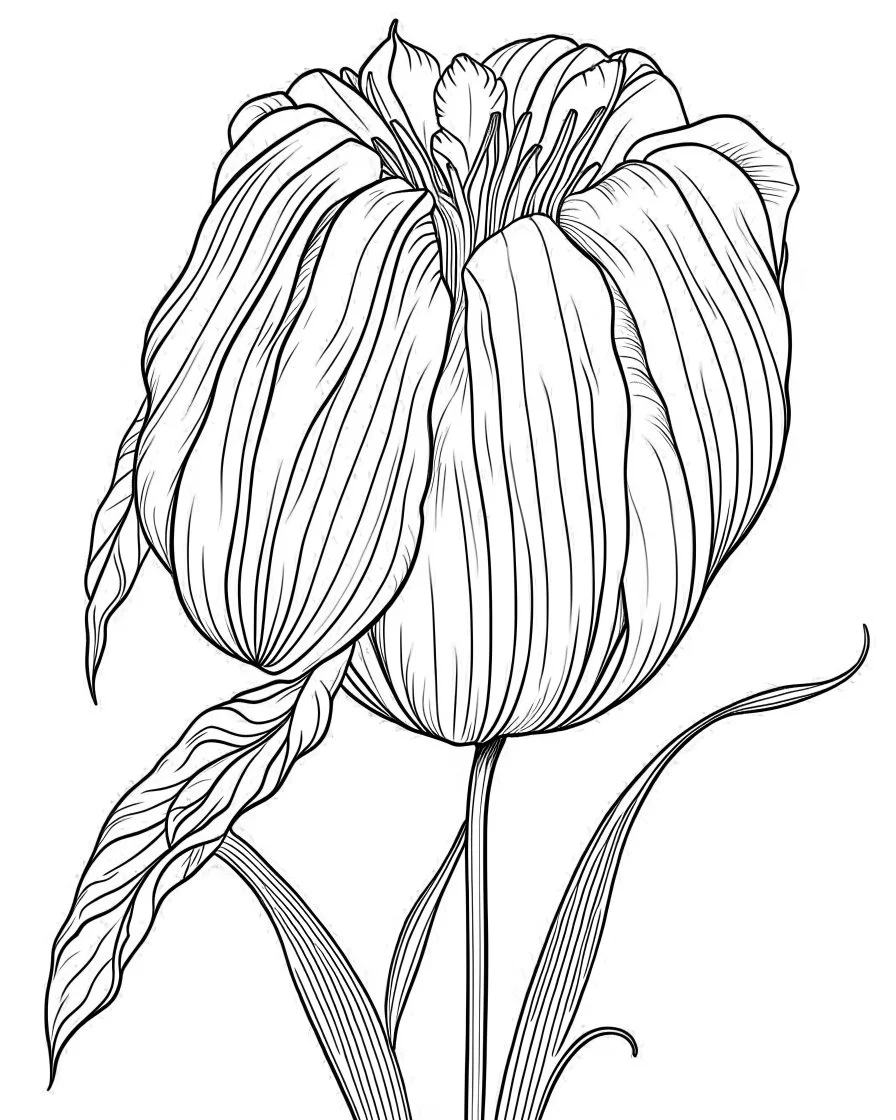 real massive Tulip flower coloring page