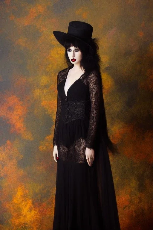 Full body portrait, painting, medium shot lady RomanticGoth