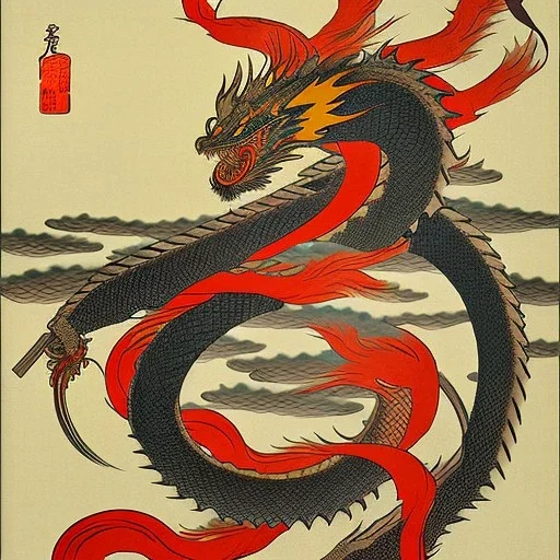 Ukiyo-e painting of a dragon