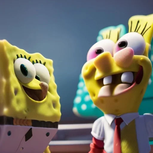 spongebob and patrick, realistic, 8k,