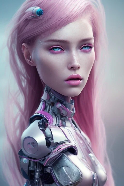 cyborg, pink hair, seven , perfekt eye, real, dream