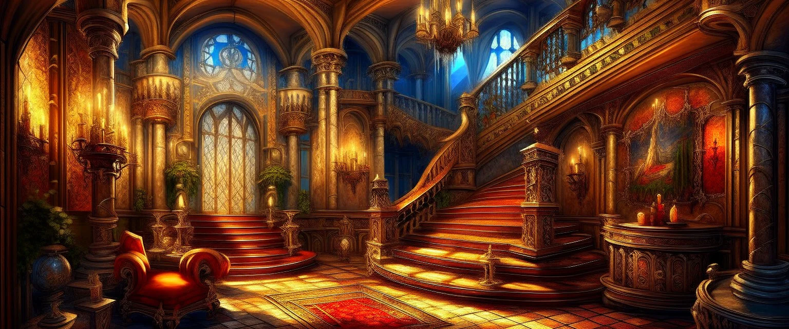 fantasy interior of a magic castle