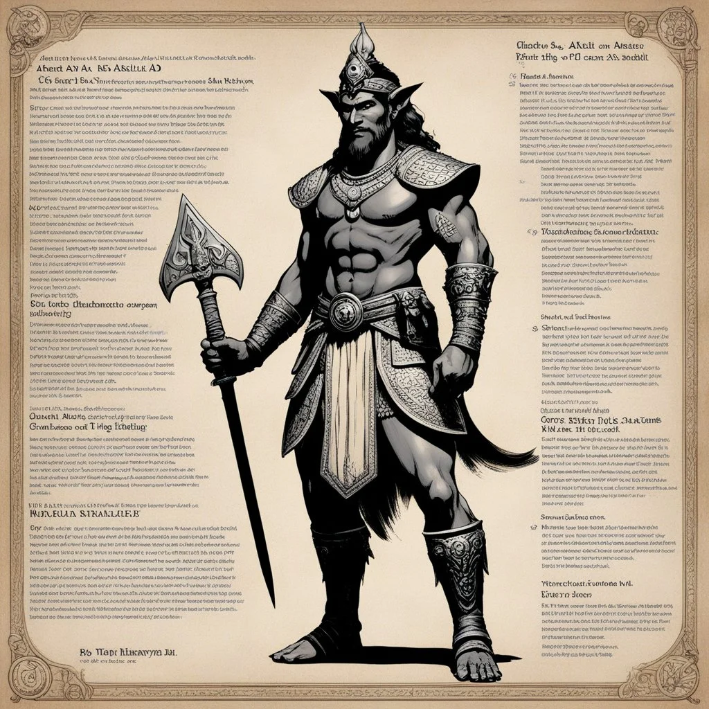 character concept sheet with AD&D statistics and characteristics, [high res photo by Ray Harryhausen for Mahābhārata module B3] a character of Pāṇḍavas class of King: Nakula — Son of the Aśvins (Twin Gods of Healing and Beauty) Epithets: Ashvineya, Madreya (son of Madri) Qualities: Known for beauty, grace, and skill in horse-keeping. Embodies refinement, modesty, and loyalty. Also skilled in swordsmanship. Symbolic trait: The ideal of harmony and aesthetic balance. Weapon: Sword. Special gift: I