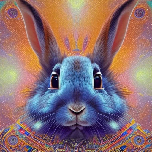 girl rabbit with blue aye, aboriginal, dot painting, indiginous, dot, mud, dream-time, abstract, dots, natural pigment, extremely sharp detail, finely tuned detail, ultra high definition, 8 k, unreal engine 5, ultra sharp focus, art germ and Paul Lewin and Kehinde Wiley