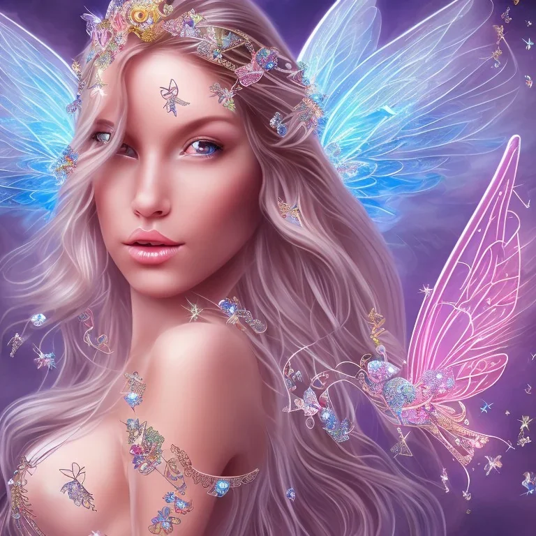  beautiful angel face princess fairy with sparkle jewel bikini and butterflies in hair