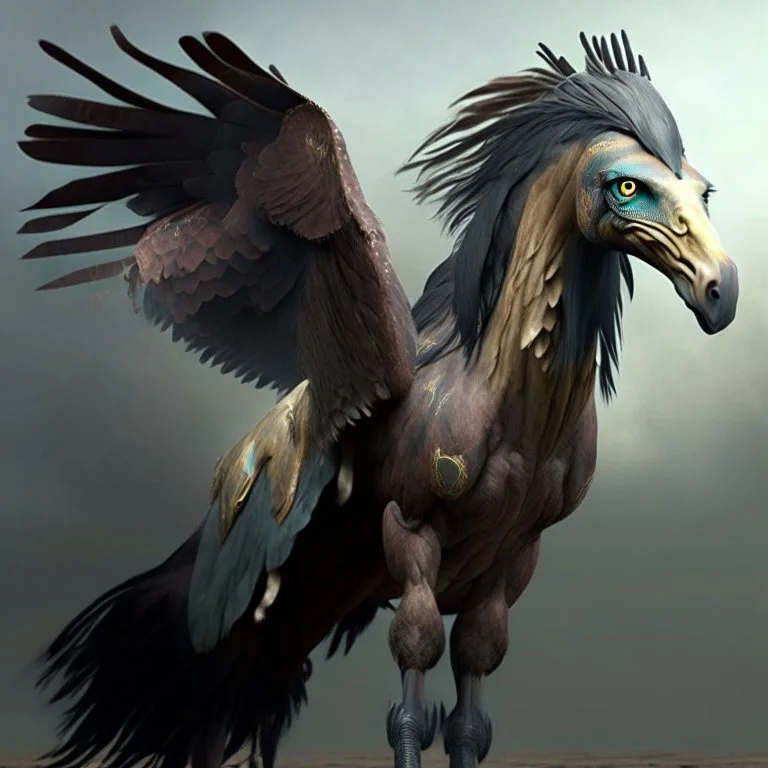 A creature with a combination of an eagle's head and a horse's body