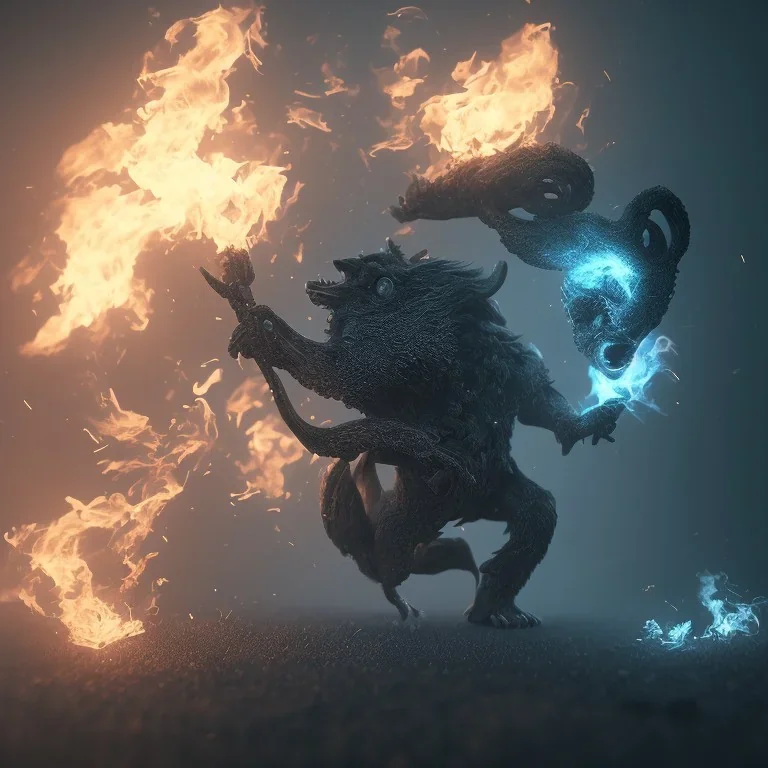 All Black Feild mouse, white smoke, dark, rage, high definition, ultra 8 k, volumetric lighting, blue fire, fog