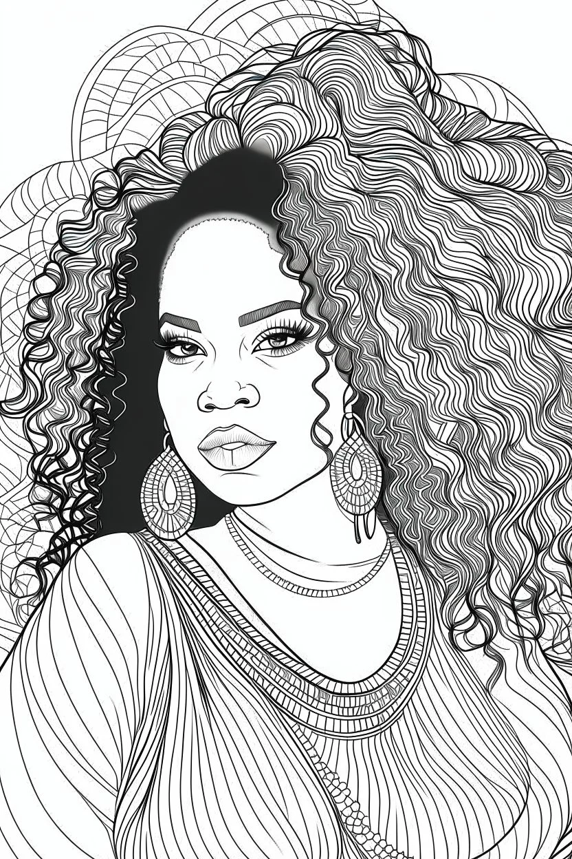 coloring page of black curvy woman