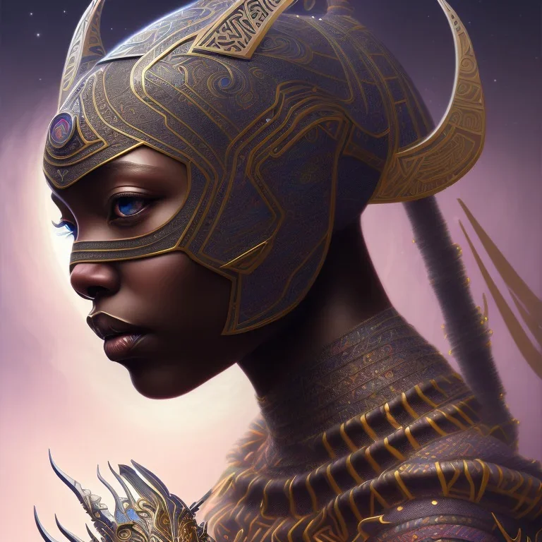 sango fantasy, fantasy magic, intricate, sharp focus, illustration, highly detailed, digital painting, concept art, matte, artgerm and paul lewin and kehinde wiley, masterpiece Asian black panther Papu New Guina pyramid black space lady space blood moon galaxy