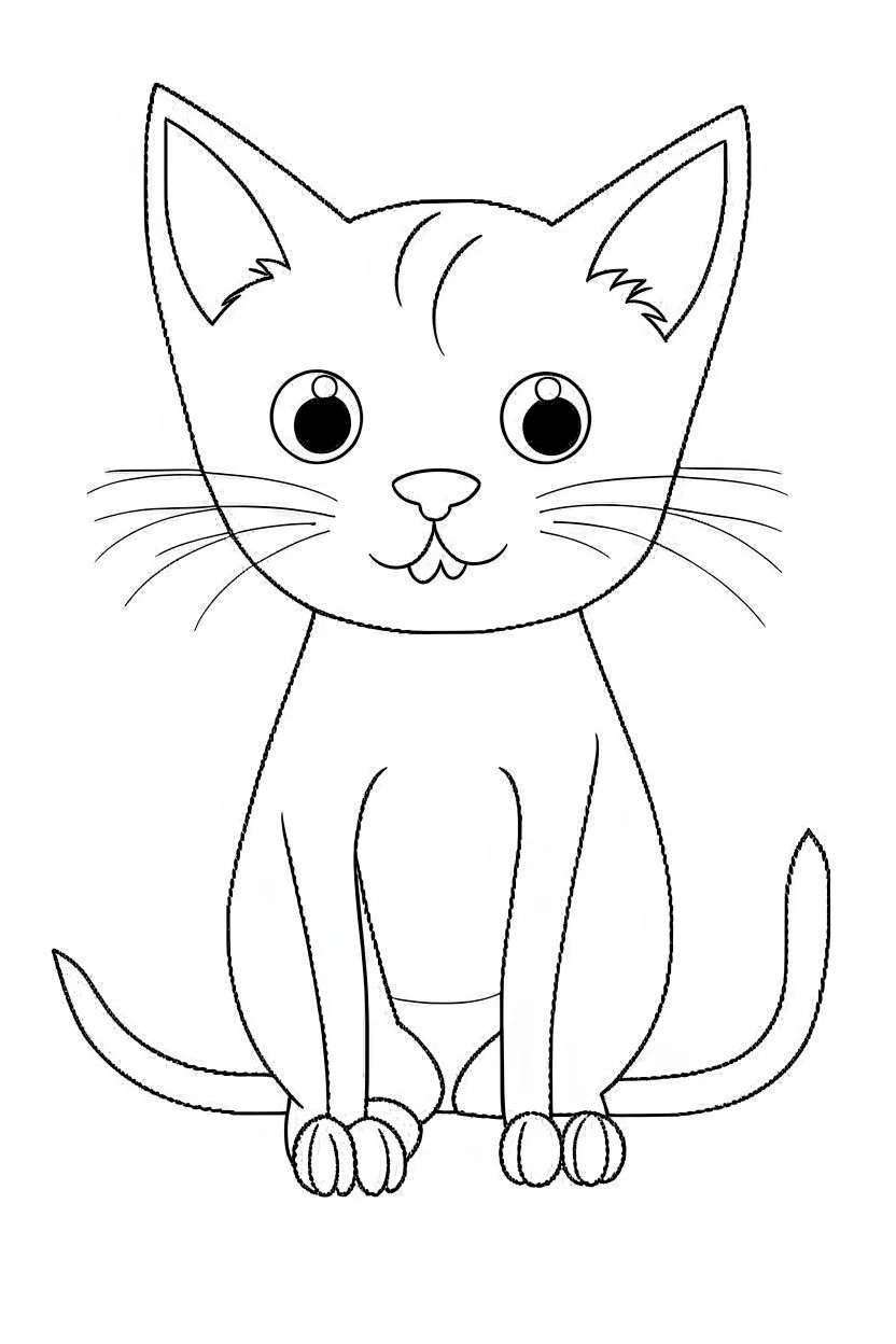 blank colouring book, simple picture for toddlers, cat