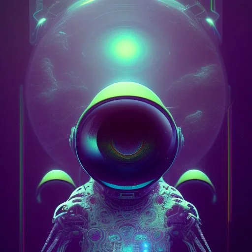 Psychedelic Alien Art, chromatic aberration, surreal space poster, weird space alien print, surrealist french art, eerie, 70s sci-fi art