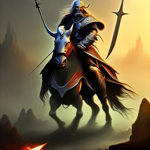 Epic Drawing of Gondor Rider LOTR Frank Frazetta style 4k