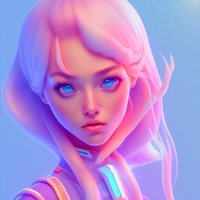 isometric clean art of super cute girl, soft lighting, soft pastel gradients, high definition, 3d icon clay render, blender 3d