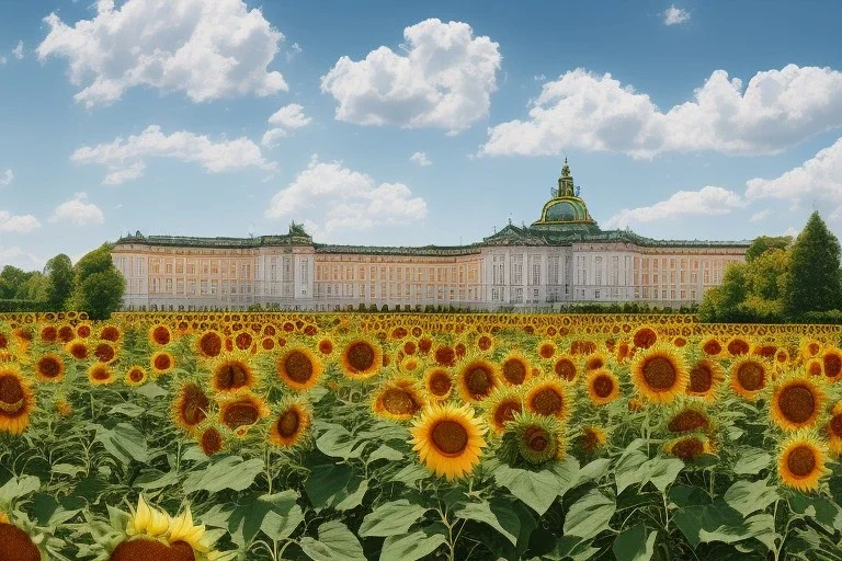 Schönbrunn Vienna with sunflowers