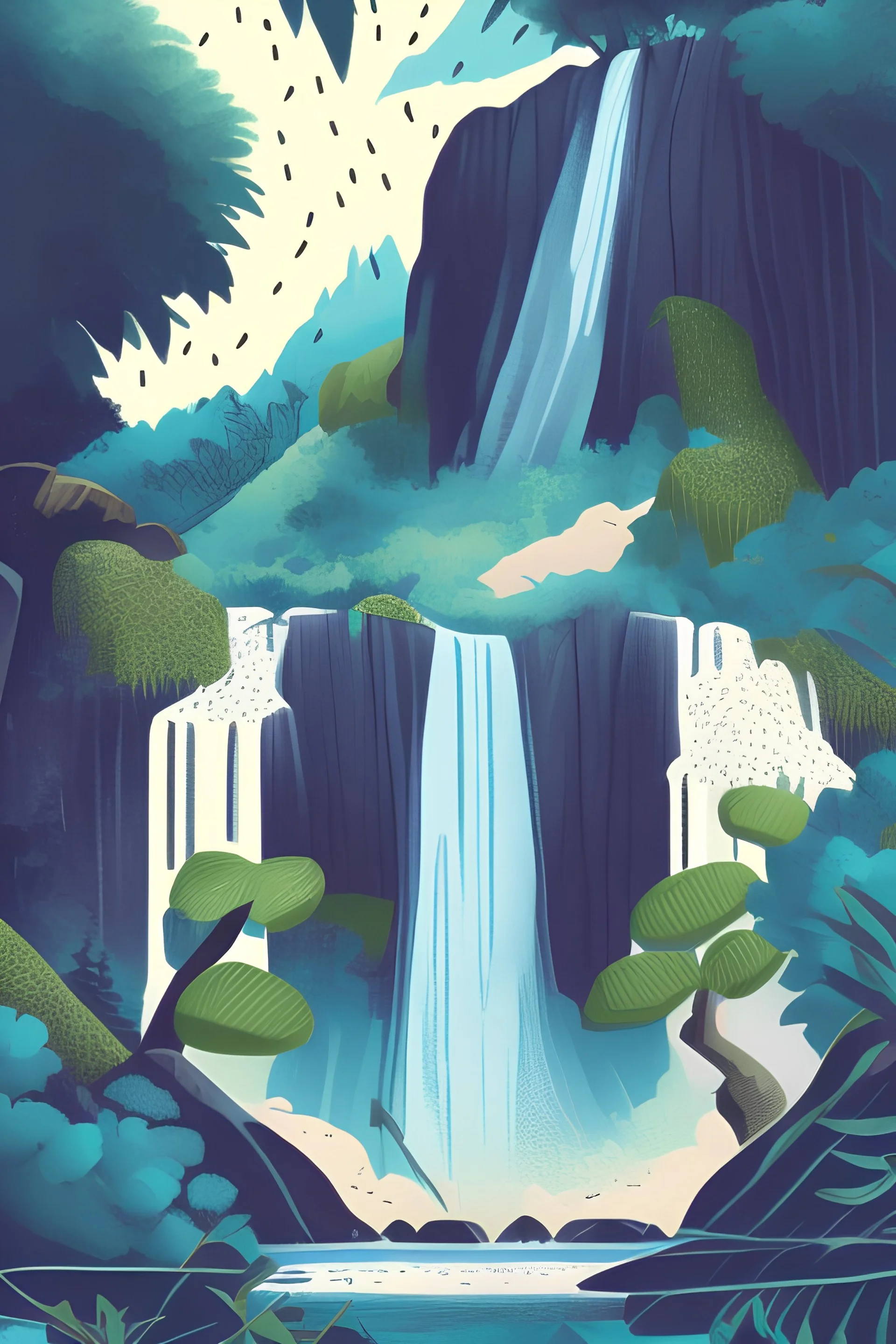 waterfall illustration