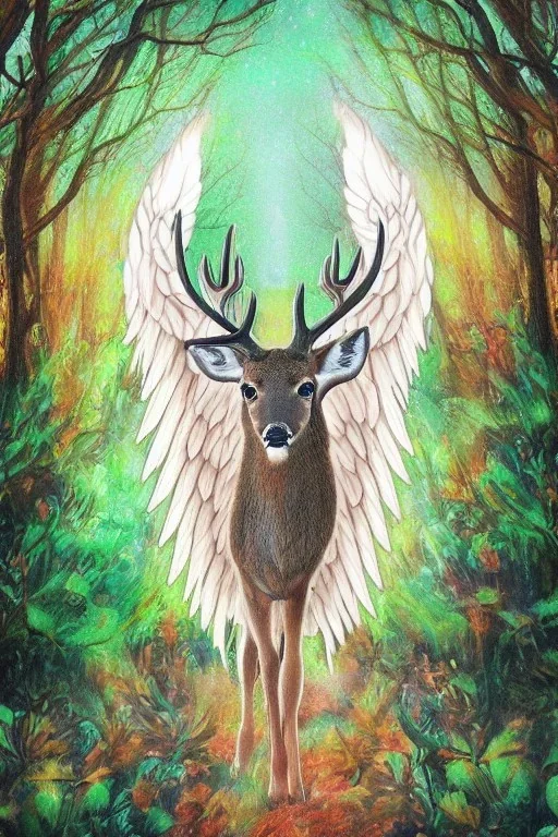 deer god angel color forest