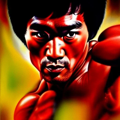 Ultra detailed fullbody Portrait in oil on canvas of Bruce Lee merges RedHulk,extremely detailed digital painting,extremely detailed face,crystal clear Big eyes, mystical colors ,perfectly centered image, perfect composition, rim light, beautiful lighting,masterpiece,8k, stunning scene, raytracing, anatomically correct, in the style of Wizyakuza and robert e howard and InHyuk Lee and Ohrai Noriyoshi and Simon Bisley.