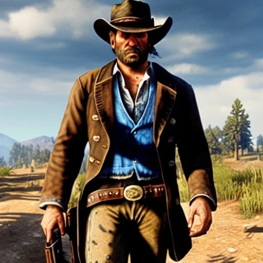 Ultra detailed fullbody Portrait in oil on canvas of Red Dead Redemption ,extremely detailed digital painting,ultrarealistic skin,intense stare, extremely detailed face, crystal clear eyes, mystical colors ,perfectly centered image, perfect composition, rim light, beautiful lighting,masterpiece ,8k, stunning scene, raytracing, anatomically correct, in the style of Simon Bisley and Ohrai Noriyoshi and robert e howard and Steve Jung and Wizyakuza and uncannyknack.