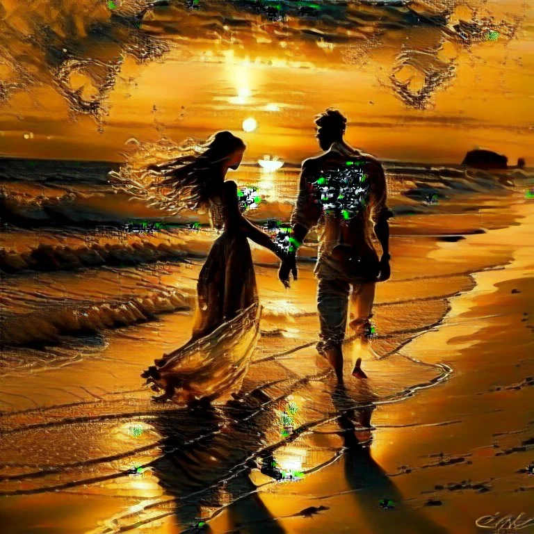 Amidst the beach's embrace, a youthful couple walks, love radiating effortlessly. Sunset's golden touch paints them, shadows intertwining. Her flowing dress mirrors the boundless sky, his gaze, pure devotion. Laughter mingles with waves, creating a symphony. A universe of affection resides in stolen glances, entwined fingers, smiles. Time pauses, their love the focal point. The world fades, leaving their profound connection aglow.