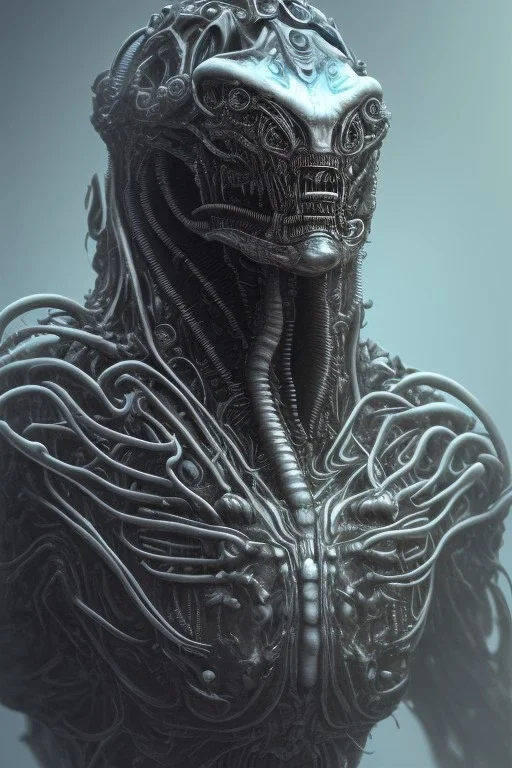 evil berserker, alien, tron, bitcoin eyes, 8k, finely detailed, photo realistic, hr giger