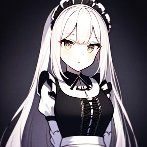 portrait anime vampire, maid, long hair, Gothic, skulls, hyper detailed, intricately detailed, looking at viewer, arms behind back pose, gothic, skulls, ambiguous lines image, flat dimensional style, flat lines, rough drawing --ar 2:3