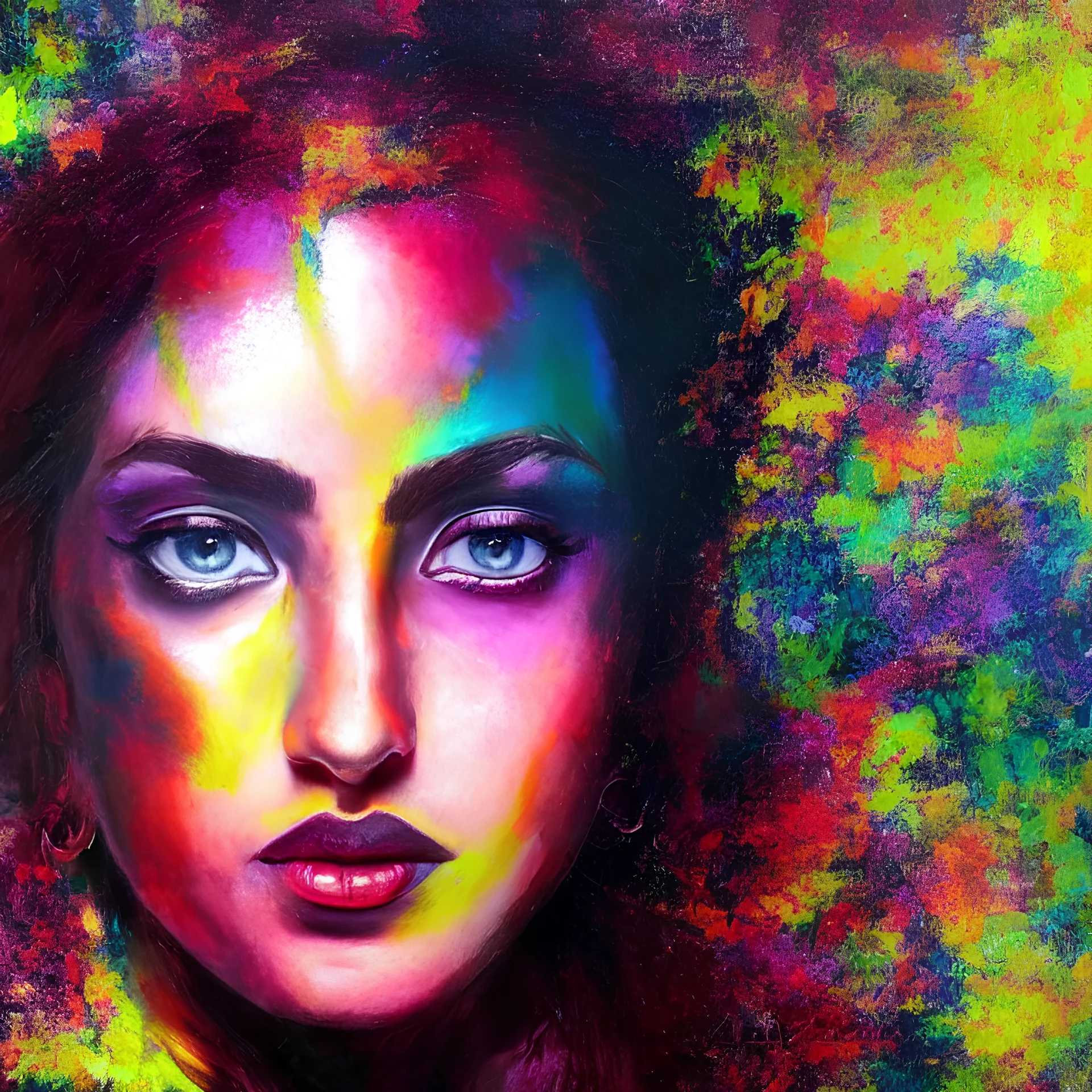 Hyper realistic portrait of a goddess, deep colours