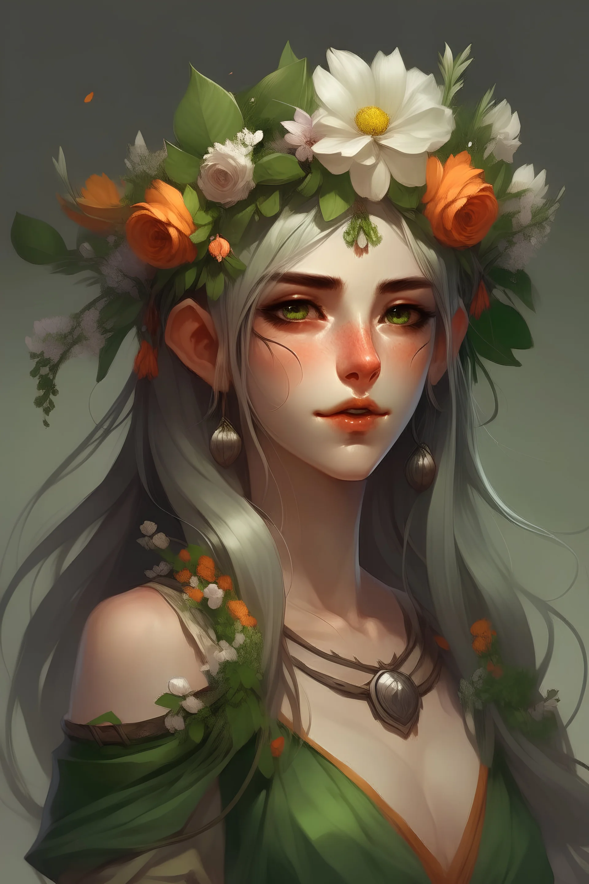 Female elf with flowers in hair