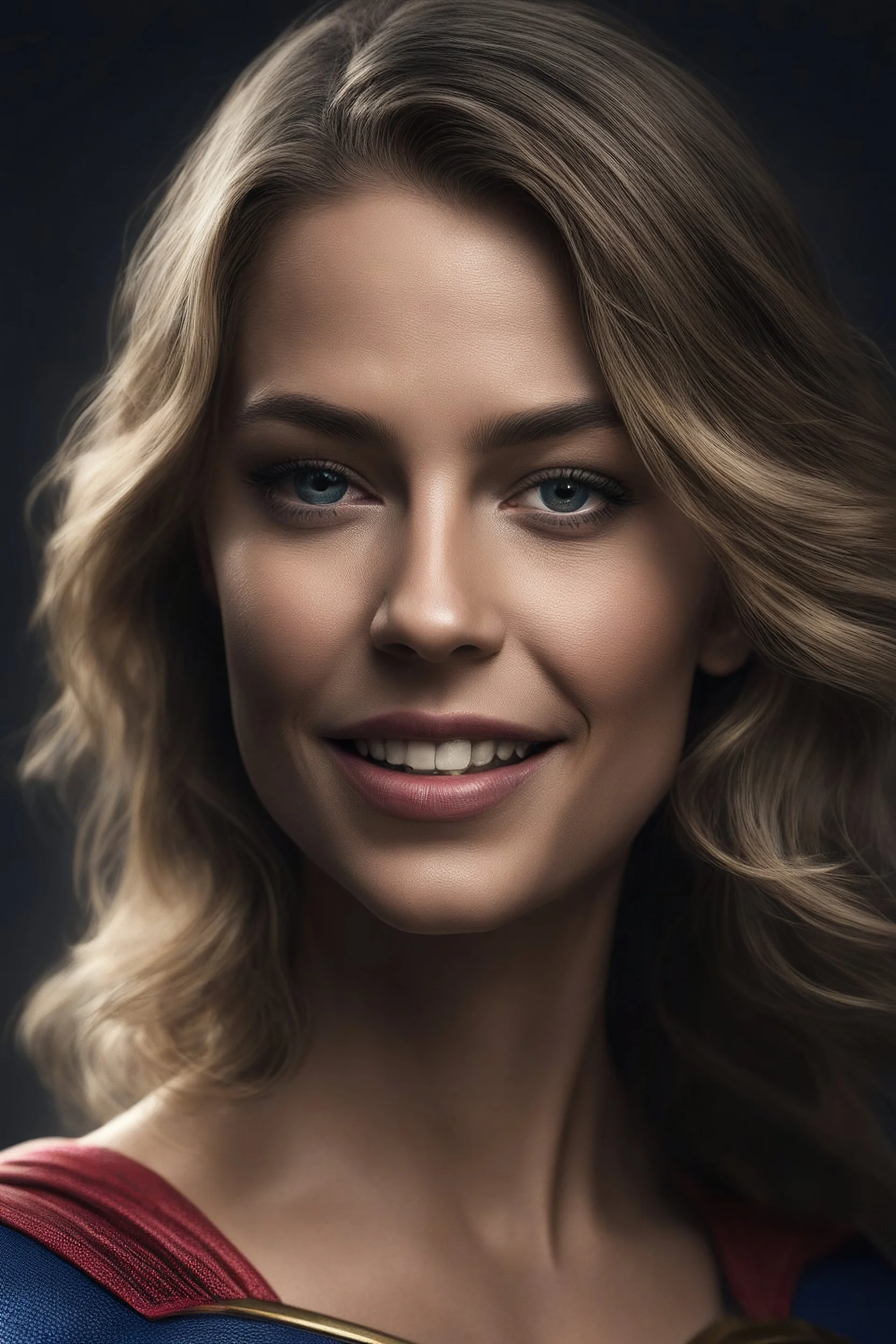 Supergirl, Realistic Stock Photo, ProtoVision, Realism Engine, RealVis XL, Zavy Chroma XL. facial portrait, chiaroscuro, deep shadows, rich deep colors, highly detailed portrait, full color, expression of extreme happiness, hope and positivity, 4k UHD, Ultra-realistic, Hyper realistic, Photorealistic, Realistic, absolute Reality,