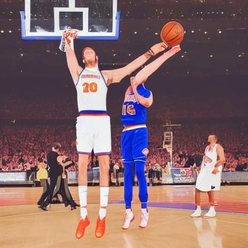 the world's tallest man playing basketball for the new york Knicks