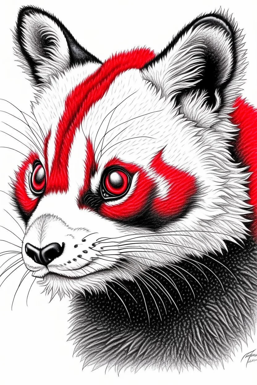 sketch of red panda, realism,pencil