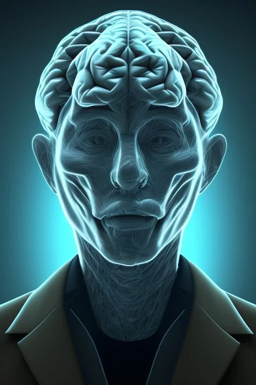 satoshi nakamoto in the bitcoin brain, Fire theme art, Dark moody night atmosphere, , 8K, close-up face, anatomically perfect face