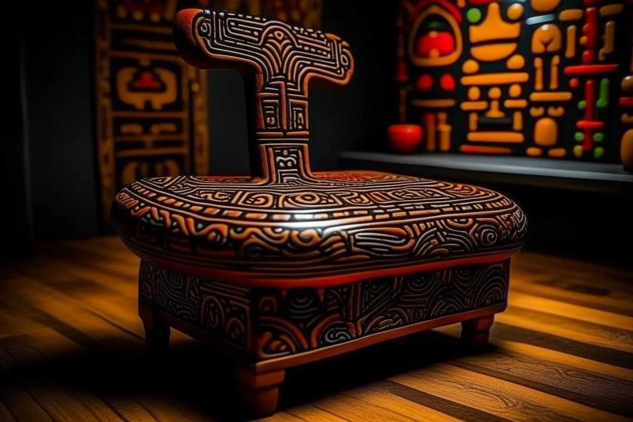 A dark brown magical Arabian magic lamp palace designed in Mayan architecture painted by Keith Haring