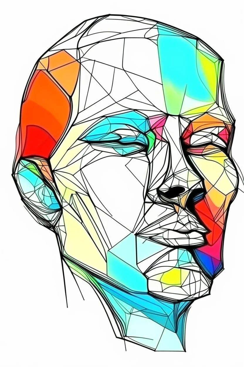 Isometric colored sketched face