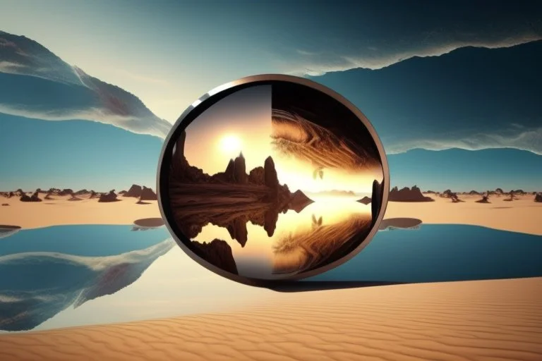 infinite mirror, alien desert, lagoon, exoplanet, epic, sci-fi, hd