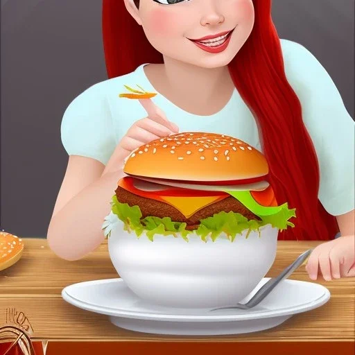 Ariel eating burger for the first time and she likes it