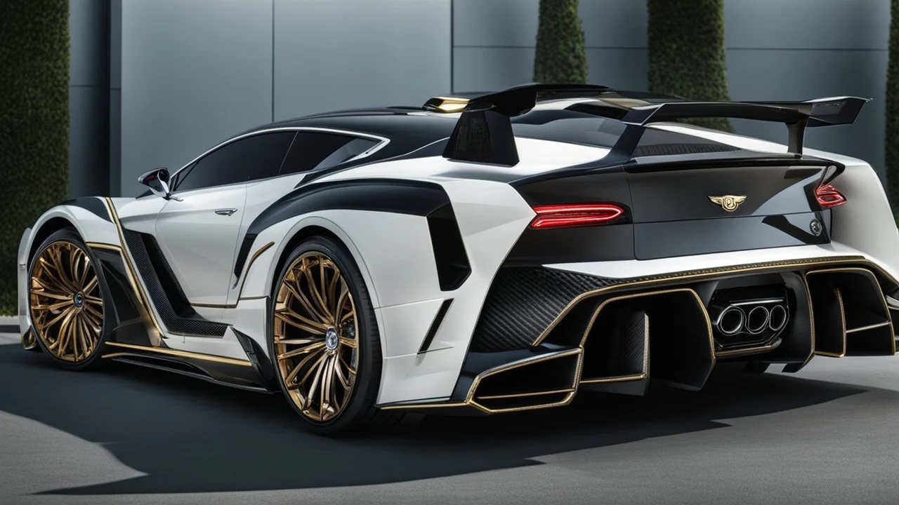 bentley exp 9 f MANSORY Fused with Lamborghini Veneno, Super Detailed, desktop wallpaper, 4K rear view, center