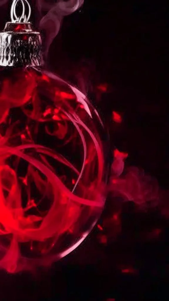 smoke art red and black colours with shiny glass christmas bauble video