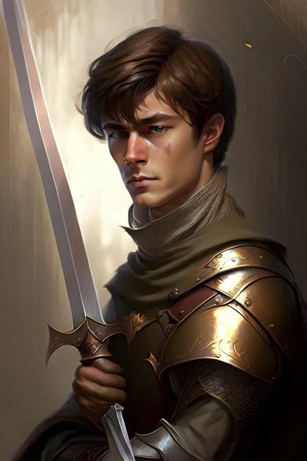 noble swordman very short brown hair